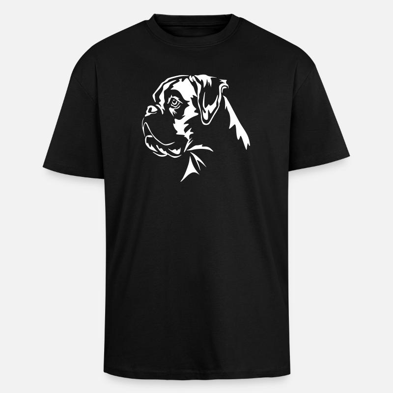 Boxer Head « Black Edition » - T-shirt unisexe oversize épais - noir