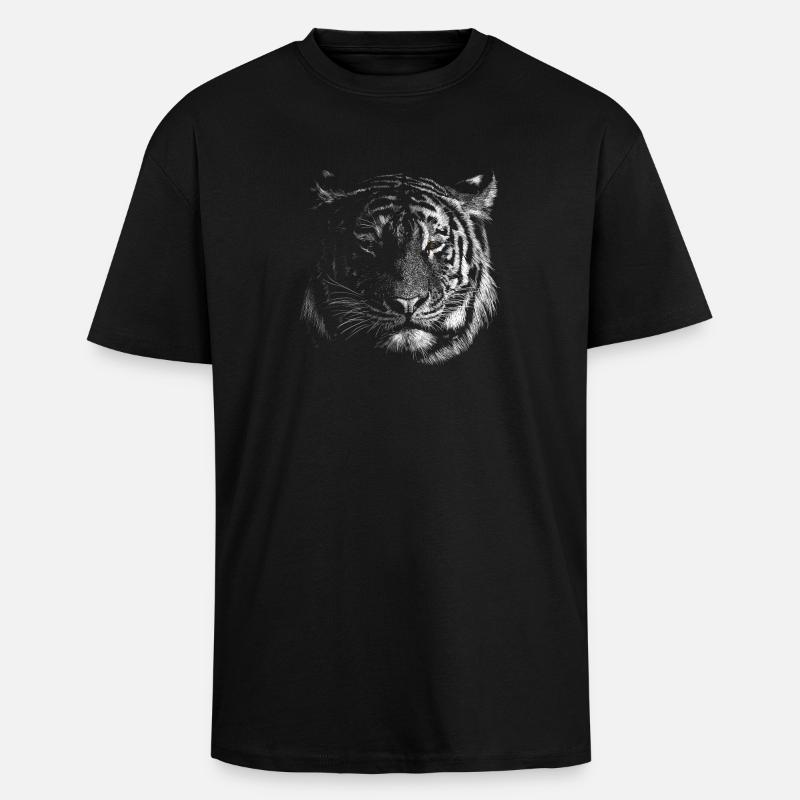 Tiger - Oversized Heavyweight Unisex T-Shirt - Schwarz