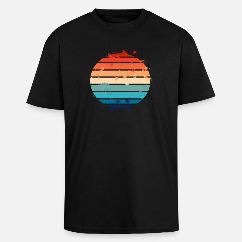 Splatter Retro Sunset - Oversized Heavyweight Unisex T-Shirt - Schwarz
