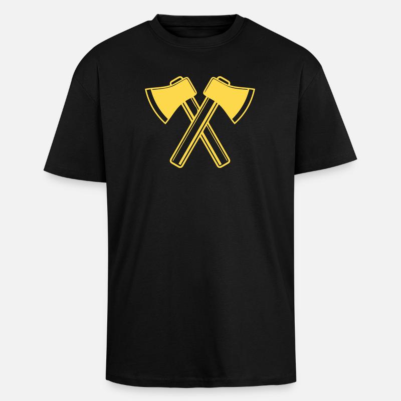 Axe Axes Bûcheron Forestier - T-shirt unisexe oversize épais - noir