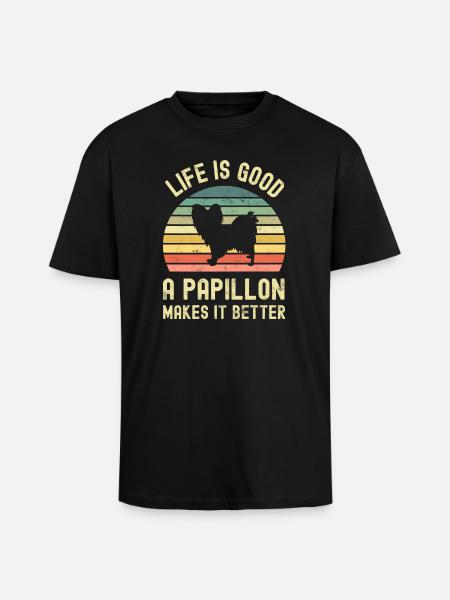 Dog Papillon - Unisex Oversized Heavyweight T-shirt - black