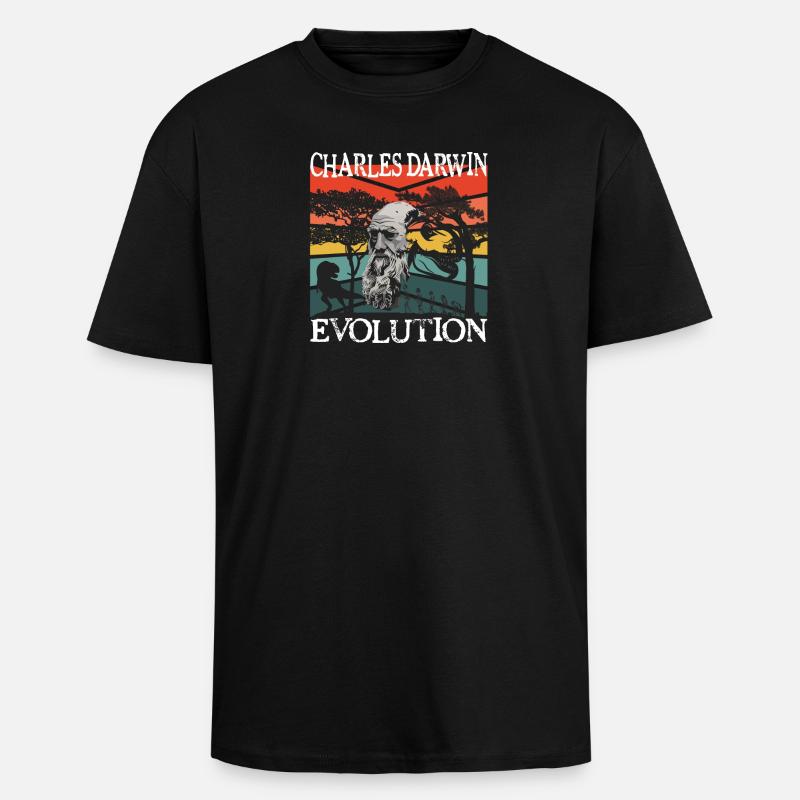 Charles Darwin Evolution textile Geschenkidee - Oversized Heavyweight Unisex T-Shirt - Schwarz