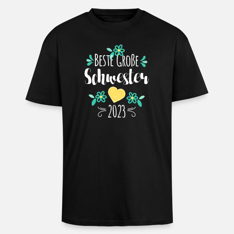 Beste Große Schwester 2023 - Oversized Heavyweight Unisex T-Shirt - Schwarz