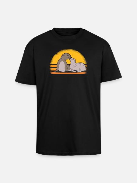 Seal med baby søde sæler sæler gave - Unisex oversized heavyweight t-shirt - sort