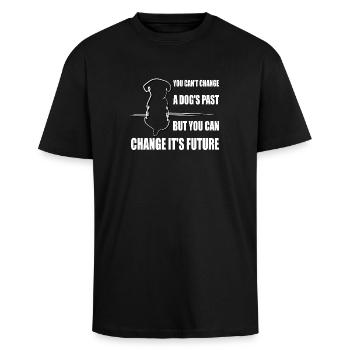 Gerettete Hunde Tierschutz Tierheim Hund - Oversized Heavyweight Unisex T-Shirt - Schwarz - Vorne - Alina (178cm) & Michal (187cm)