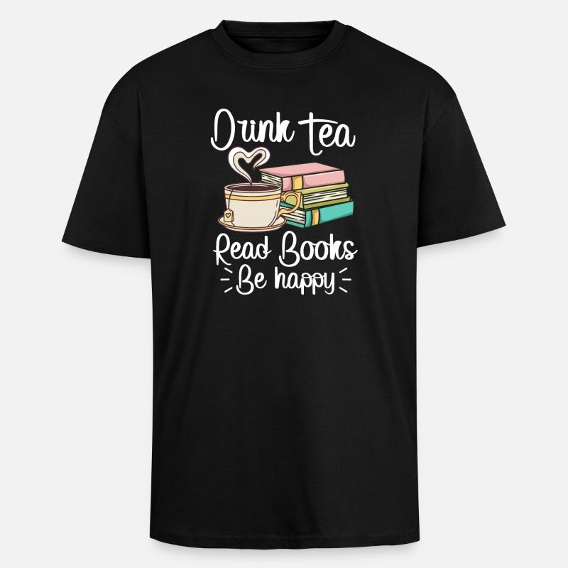 Buch Tee Bücher und Tee - Oversized Heavyweight Unisex T-Shirt - Schwarz