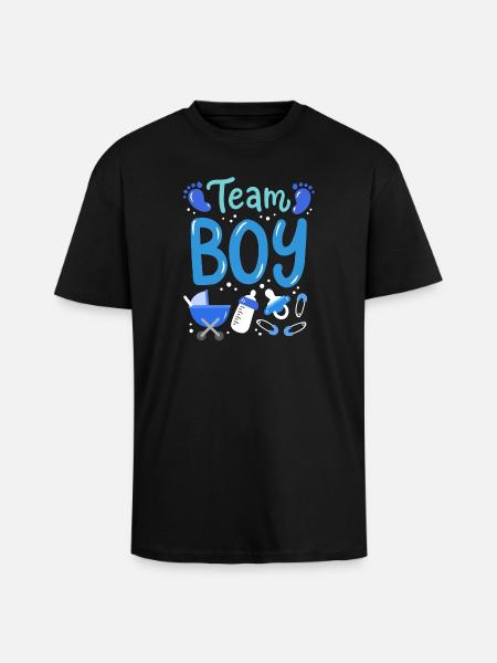 Team Boy Geschlecht offenbaren - Oversized Heavyweight Unisex T-Shirt - Schwarz