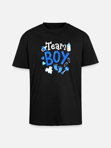 Team Boy Geschlecht offenbaren - Oversized Heavyweight Unisex T-Shirt - Schwarz