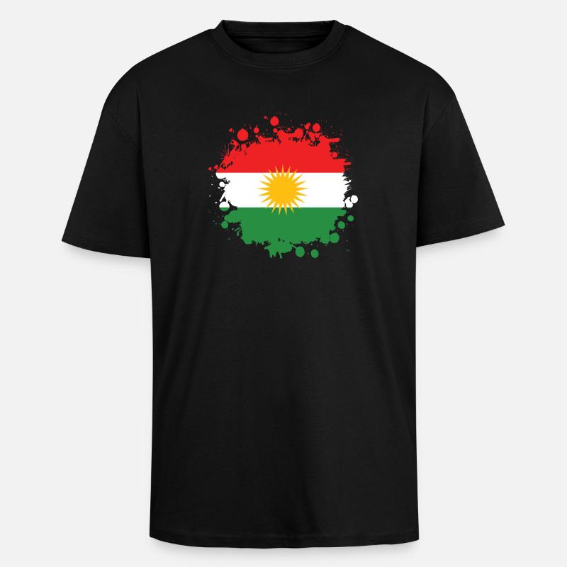 Kurdistan Splash Flaggen Design - Oversized Heavyweight Unisex T-Shirt - Schwarz