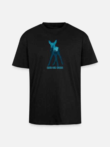 Climate Change Environmental Protection Roe Deer - Unisex Oversized Heavyweight T-shirt - black