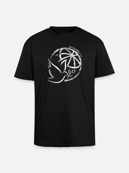 Peace Taube - Oversized Heavyweight Unisex T-Shirt - Schwarz