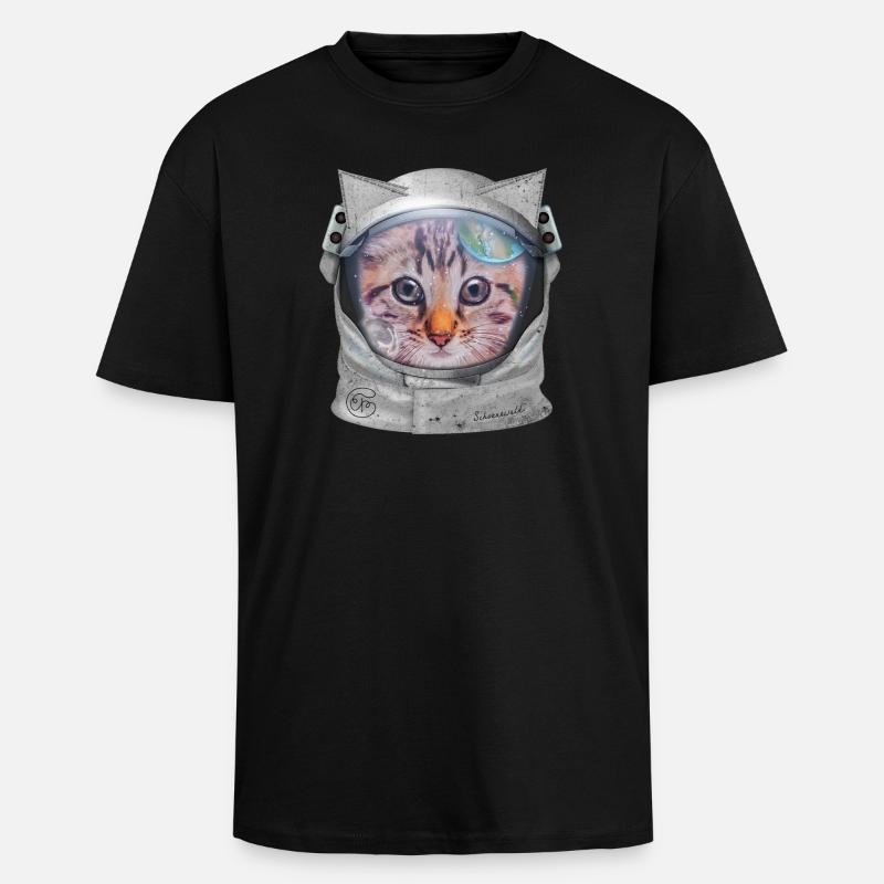 Chat dans l’espace - T-shirt unisexe oversize épais - noir