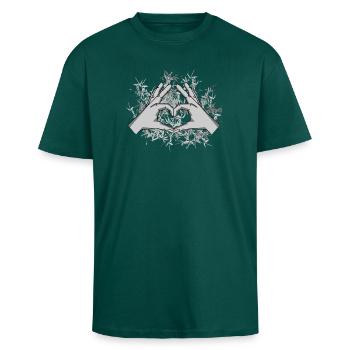 Mouvement pour la paix du cœur Amour Paix Liberté - T-shirt unisexe oversize épais - hunter green - Devant - Alina (178cm) & Michal (187cm)