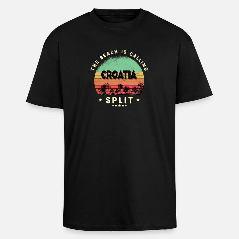 Split Kroatien Strand Design - Oversized Heavyweight Unisex T-Shirt - Schwarz
