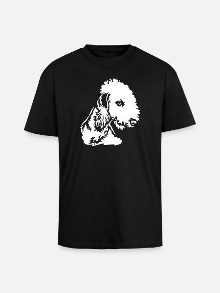Bedlington Terrier Head "Black Edition" - Unisex Oversized Heavyweight T-shirt - black