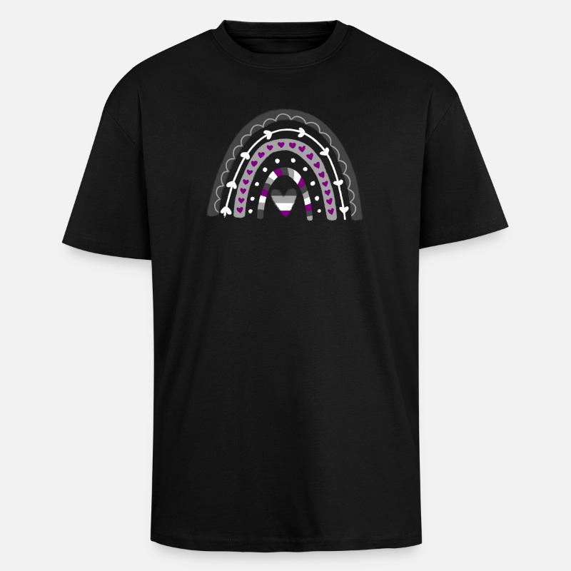 Asexual Pride Boho Rainbow - Unisex Oversized Heavyweight T-shirt - black