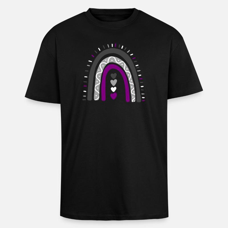 Asexual Boho Rainbow Ace Pride - Unisex Oversized Heavyweight T-shirt - black