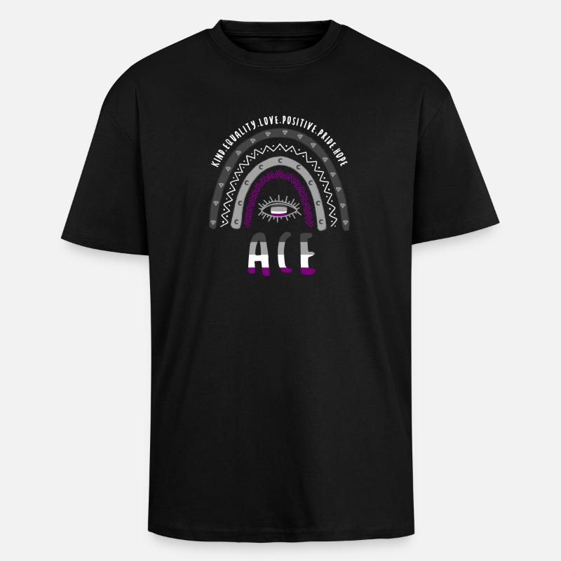 Boho Regenbogen Ace Pride - Oversized Heavyweight Unisex T-Shirt - Schwarz