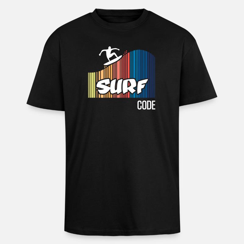 Surf Code (dark) - Unisex Oversized Heavyweight T-shirt - black