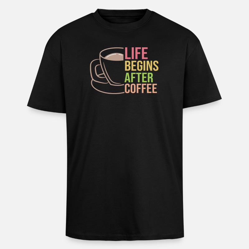 Kaffeetasse Statement Kaffee Trinken Koffein - Oversized Heavyweight Unisex T-Shirt - Schwarz