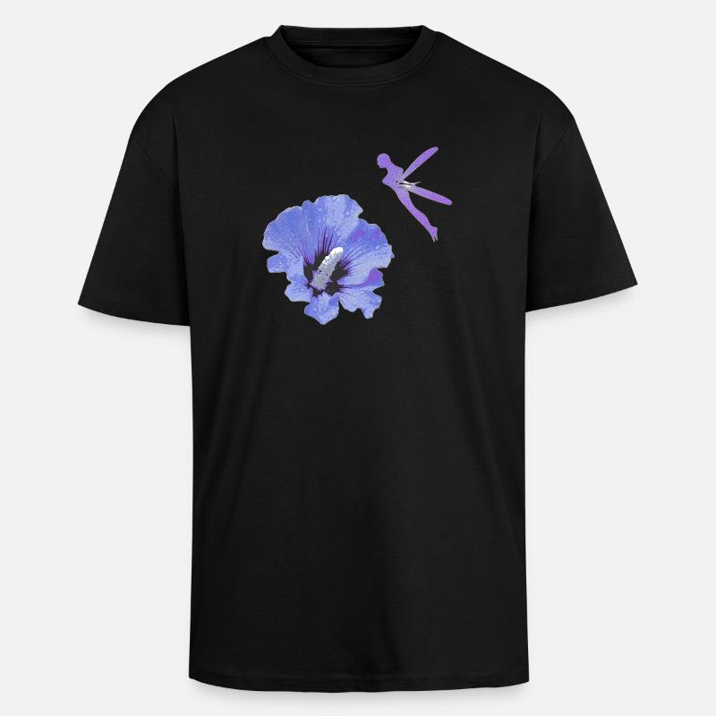 bezaubernde elfen oberteile, Hibiskusblüte - Oversized Heavyweight Unisex T-Shirt - Schwarz