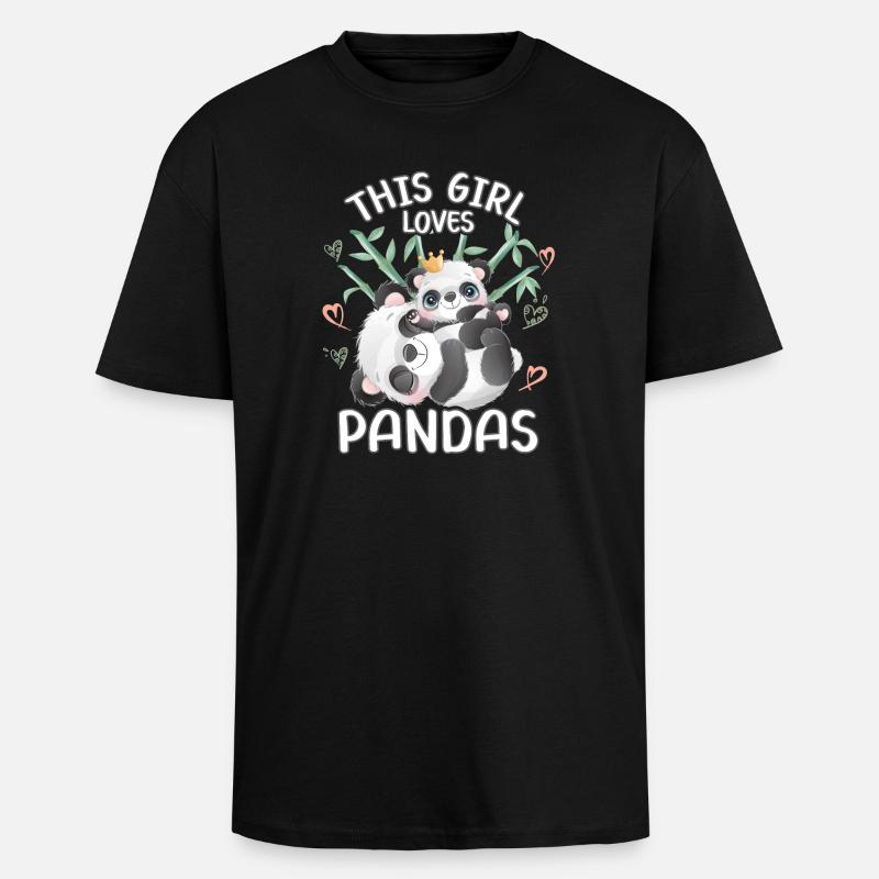 Dieses Maedchen Liebt Pandas - Oversized Heavyweight Unisex T-Shirt - Schwarz