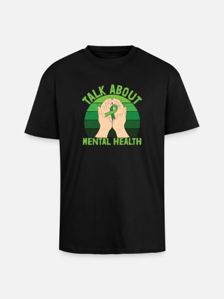 Talk About Mental Health - Oversized Heavyweight Unisex T-Shirt - Schwarz