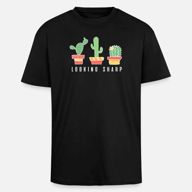 Looking Sharp Cactus - Unisex Oversized Heavyweight T-shirt - black