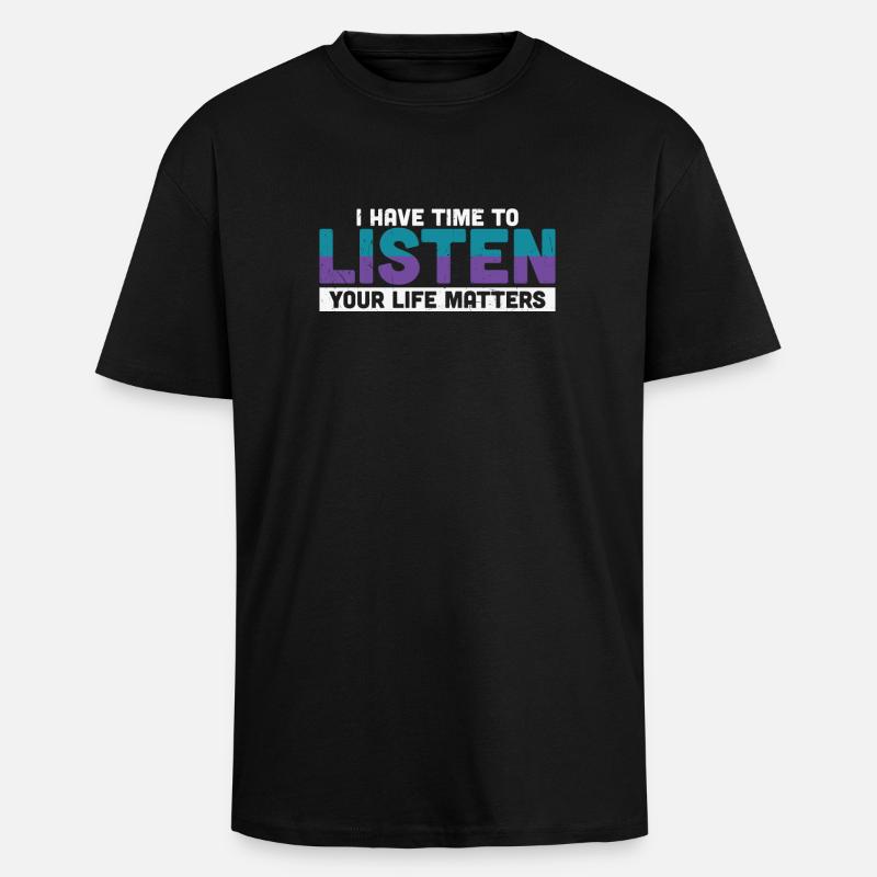 J’ai le temps d’écouter - T-shirt unisexe oversize épais - noir