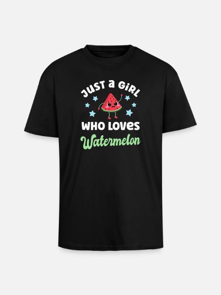 Pastèque Kawaii Melon - T-shirt unisexe oversize épais - noir
