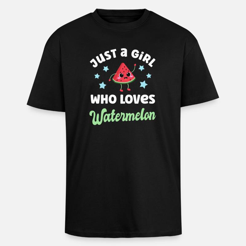 Wassermelone Kawaii Melone - Oversized Heavyweight Unisex T-Shirt - Schwarz