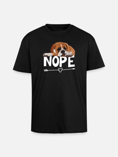 Boxer Dog Nope - Unisex Oversized Heavyweight T-shirt - black