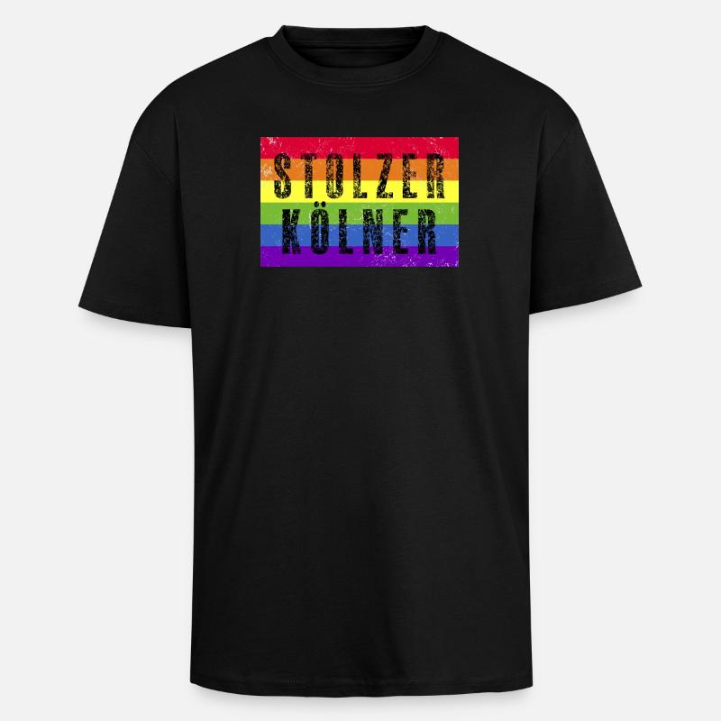 Stolzer Kölner - Regenbogenfahne - Oversized Heavyweight Unisex T-Shirt - Schwarz