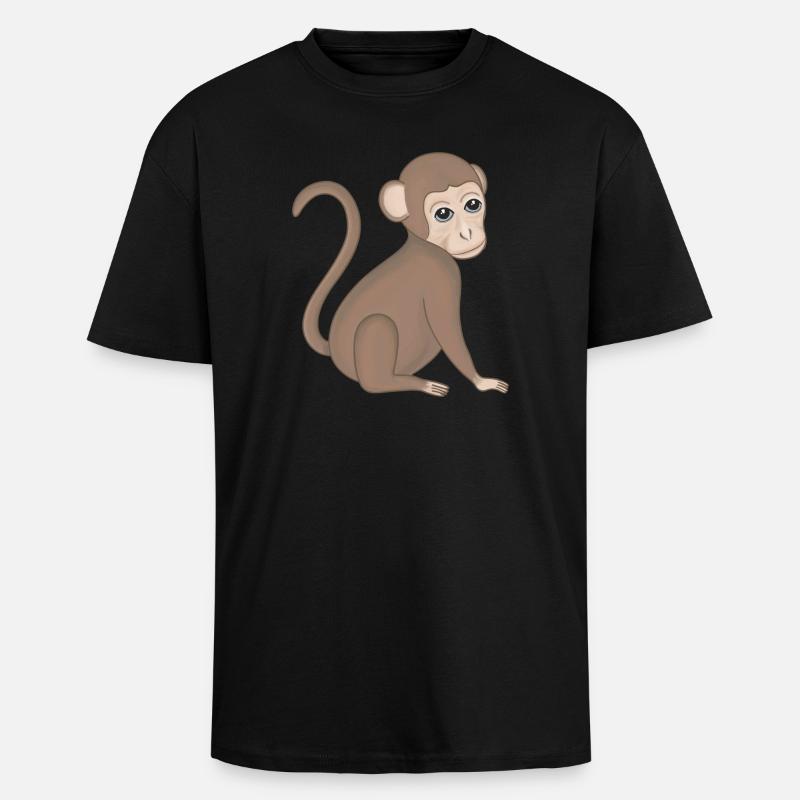 Singe Bébé Singe - T-shirt unisexe oversize épais - noir