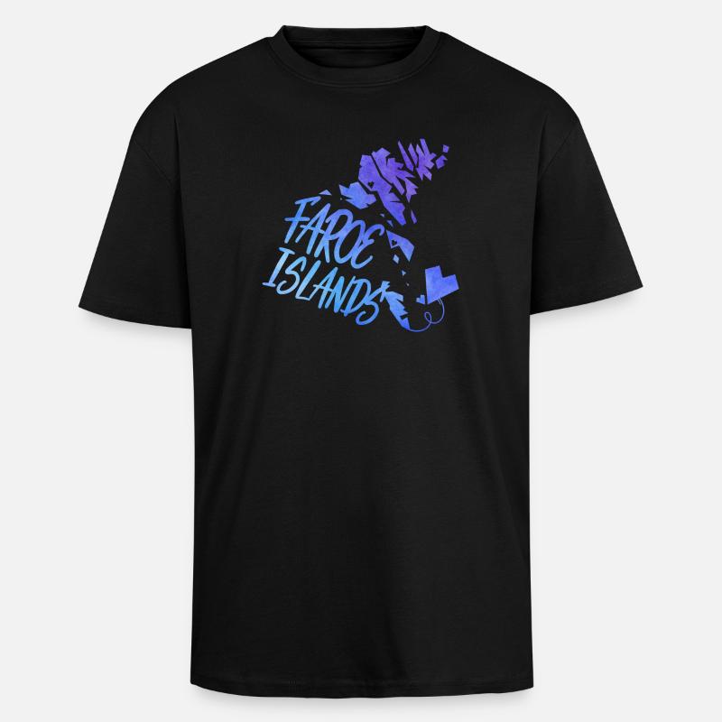 Isole Faroe - T-shirt unisex oversize pesante - nero