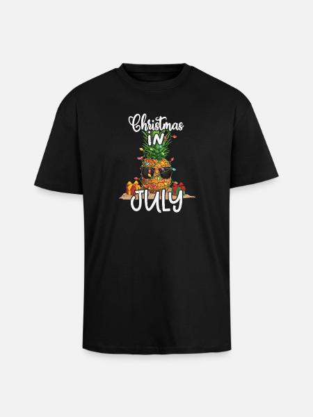 Pineapple Christmas In July Tropical - Unisex Oversized Heavyweight T-shirt - black