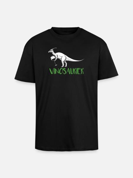 Vinosaurier – lustiges Weinmotiv - Oversized Heavyweight Unisex T-Shirt - Schwarz