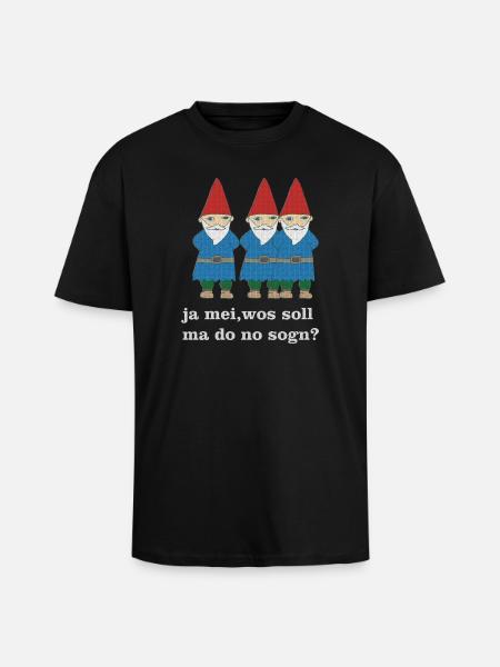 garden gnomes Bavarian - Unisex Oversized Heavyweight T-shirt - black