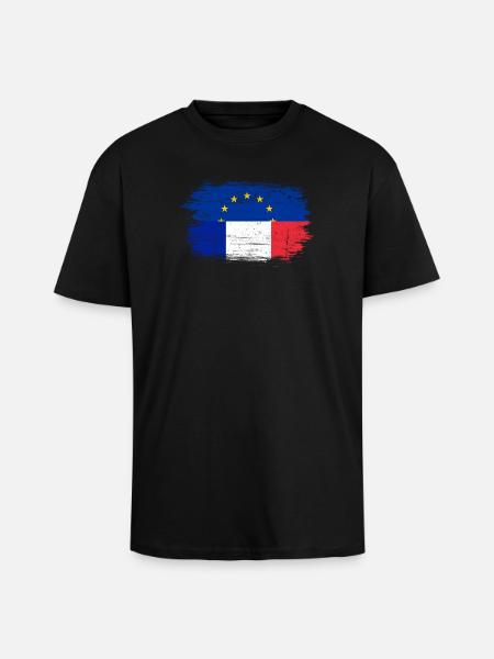 Brushstroke EU France Flag Mashup - Unisex Oversized Heavyweight T-shirt - black