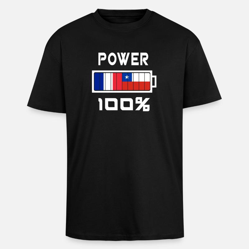 Chile und Frankreich machen 100% - Oversized Heavyweight Unisex T-Shirt - Schwarz