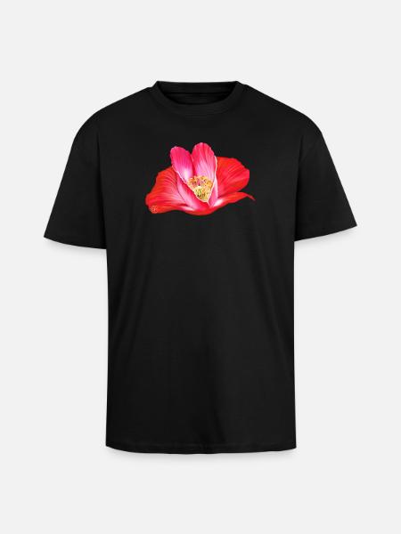 Rote Mohnblume in Herzform - Oversized Heavyweight Unisex T-Shirt - Schwarz