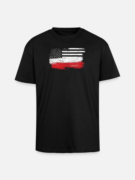 Brushed U.S. Flag Art - Unisex Oversized Heavyweight T-shirt - black