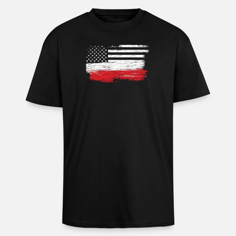 Drapeau américain brossé Art - T-shirt unisexe oversize épais - noir