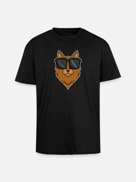 Somali cat with sunglasses - Unisex Oversized Heavyweight T-shirt - black