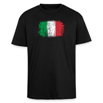Drapeau italien coups de pinceau - T-shirt unisexe oversize épais - noir - Devant - Alina (178cm) & Michal (187cm)