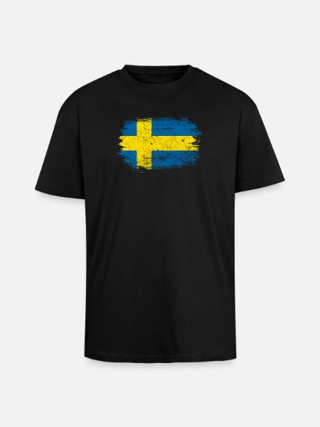 Swedish Brush Flag - Unisex Oversized Heavyweight T-shirt - black