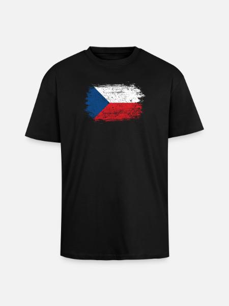 Brushstroke Czech Flag - Unisex Oversized Heavyweight T-shirt - black