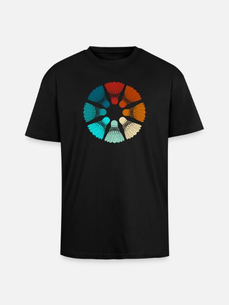 Badminton - Federbälle bunt - Oversized Heavyweight Unisex T-Shirt - Schwarz