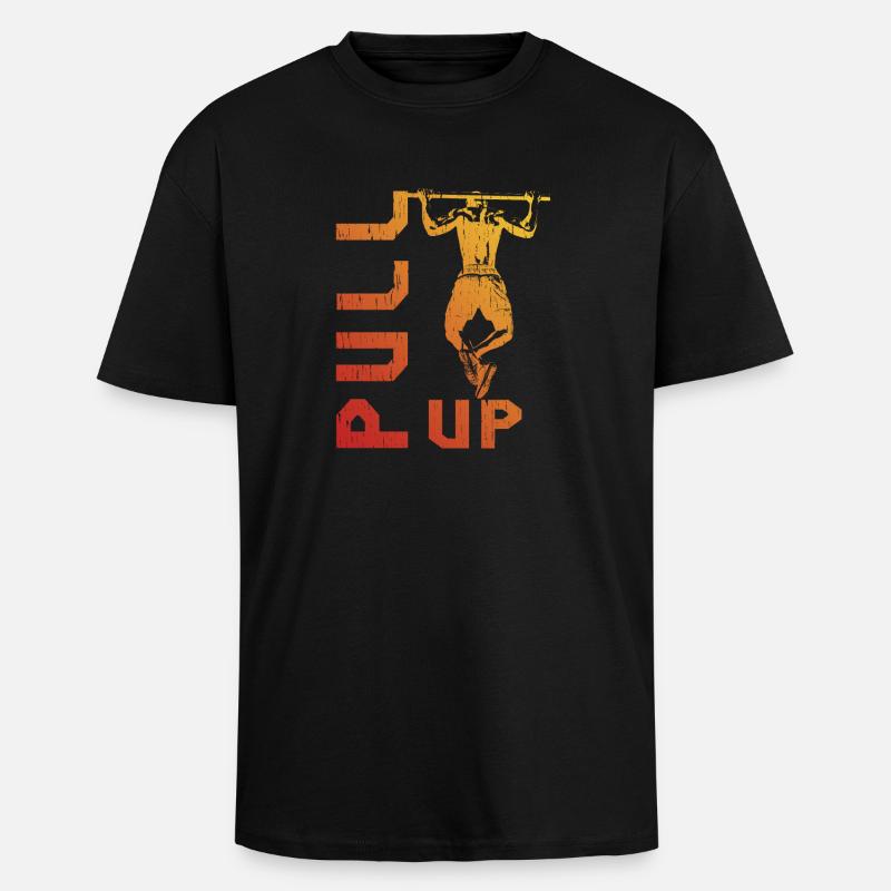 Gradient pull-up silhouette - Unisex Oversized Heavyweight T-shirt - black