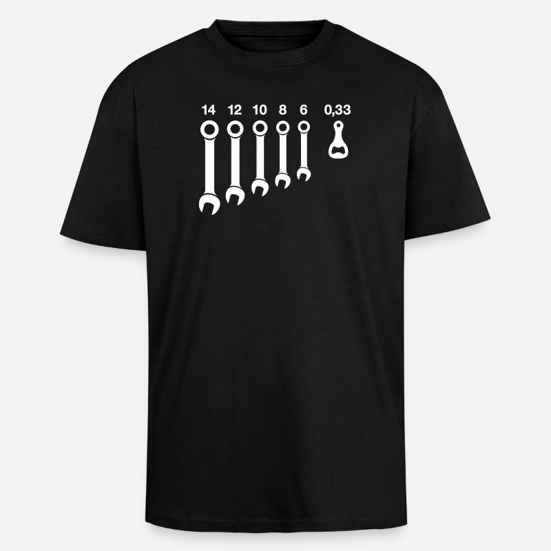 Beer Bottle Opener Wrench Tools - Unisex Oversized Heavyweight T-shirt - black